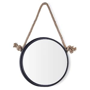 Medium Round Black Contemporary Mirror (25.5 in. H x 14.625 in. W)