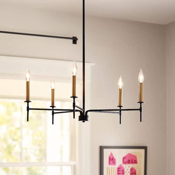 Hux 5-Light Black Candlestick Chandelier