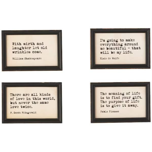 Storied Home 4 Piece Framed Typography Inspirational Quotes Poster 6 in. H x 9 in.