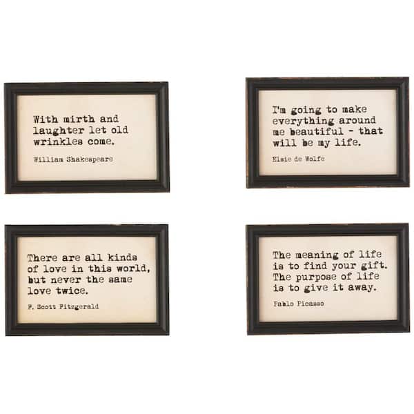 4 Piece Framed Typography Inspirational Quotes Poster 6 in. H x 9 in.