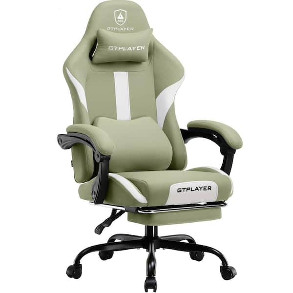 ComHoma Breathable Fabric Computer Chair with Footrest and Pocket Spring Cushion Ergonomic Gaming Chair, Green