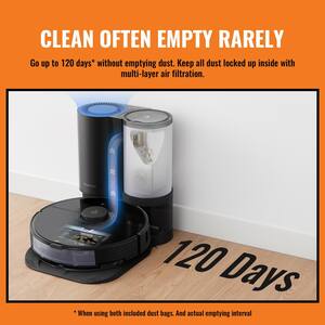 S7 Plus-BLK Self-Emptying Robot Vacuum with Sonic Mopping, 2500PA Suction, LiDAR Navigation, Multisurface in Black