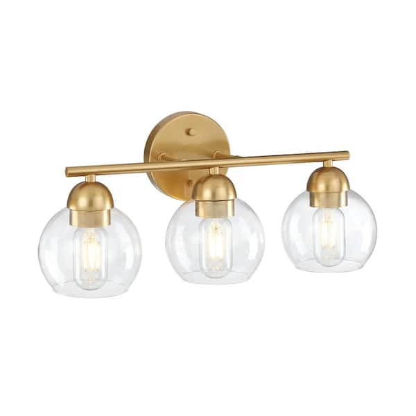 18.32 in. 3-Light Gold Vanity Lights Bathroom Fixture