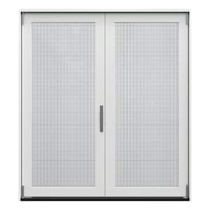 F-4500 72 in. x 80 in. White Left-Hand Folding Primed Fiberglass 2-Panel Patio Door Kit with Impact Glass and Screen
