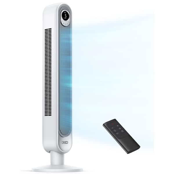 42 in. Tower Fan, 6-Speeds, 12 H Timer, 90° Oscillation with Remote, AC Motor in White