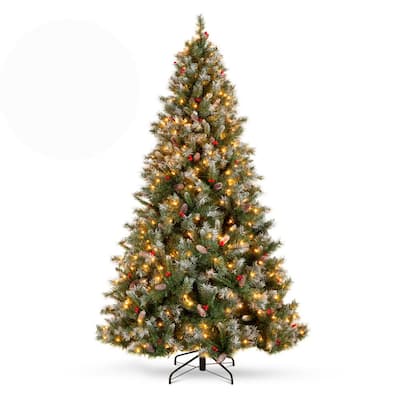 6 ft. Pre-Lit Incandescent Flocked Pre-Decorated Artificial Christmas Tree with 250 Warm White Lights