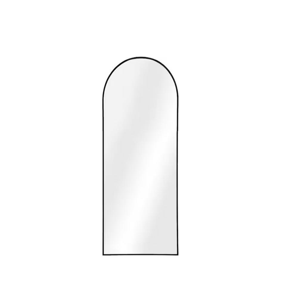 23 in. W x 65 in. H Modern Arch Framed Black Floor Mirror for Living
