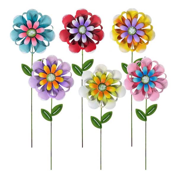 Metal Flower Garden Stakes, 6-Pack