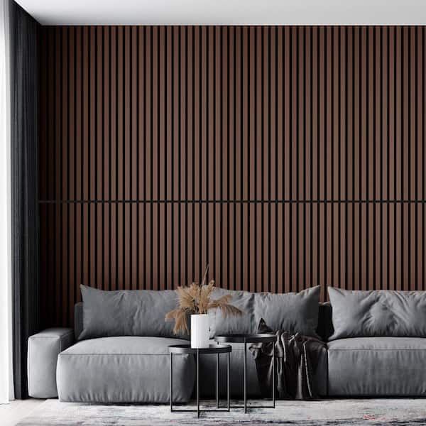 Art3d 4/5in. x 2ft. x 4ft. Dark Walnut Slat MDF Decorative