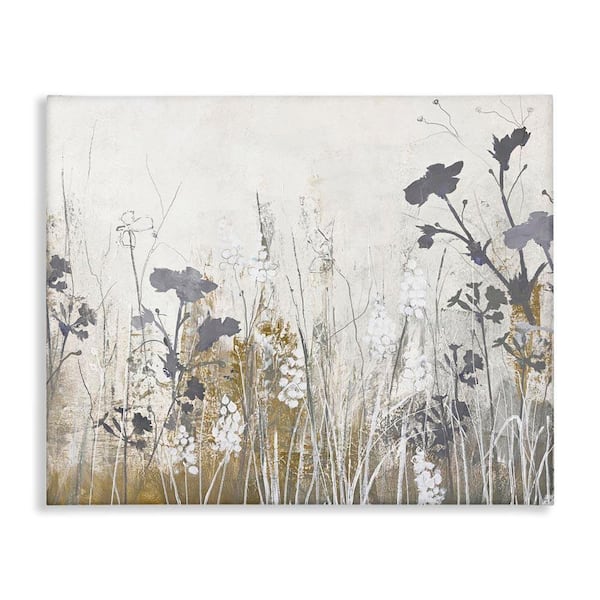 Grey Flower Silhouettes by Design Fabrikken Unframed Nature Graphic Art Print 16 in. x 20 in.