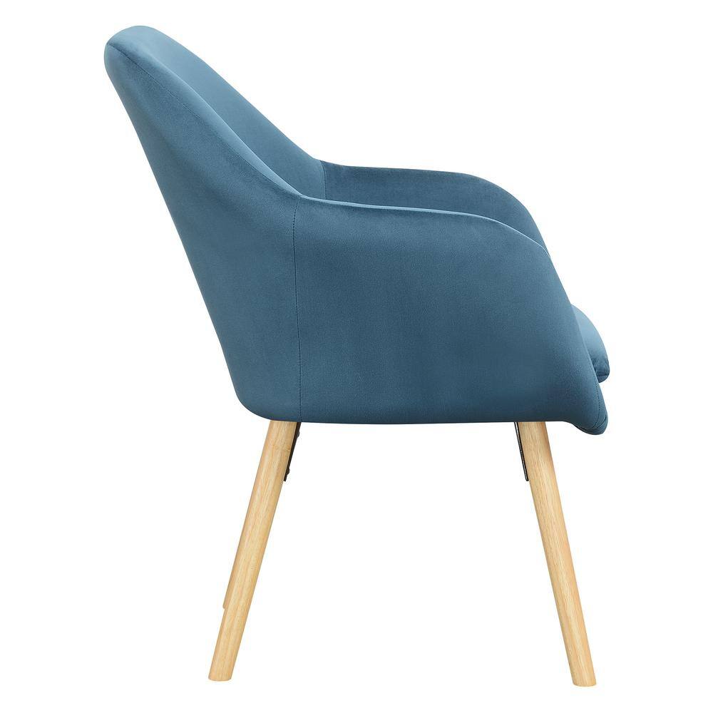 Charlotte Blue Velvet Wingback Accent Chair with Light Oak Legs