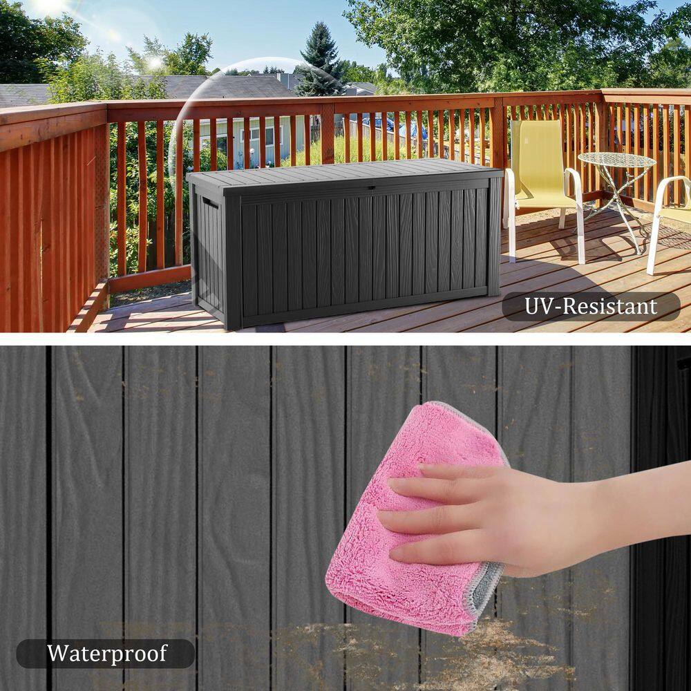 Black 150 Gallon Lockable Resin Outdoor Deck Storage Box