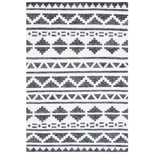 Washable Rugs 3'X5', Cotton Woven Black and White Outdoor Rug