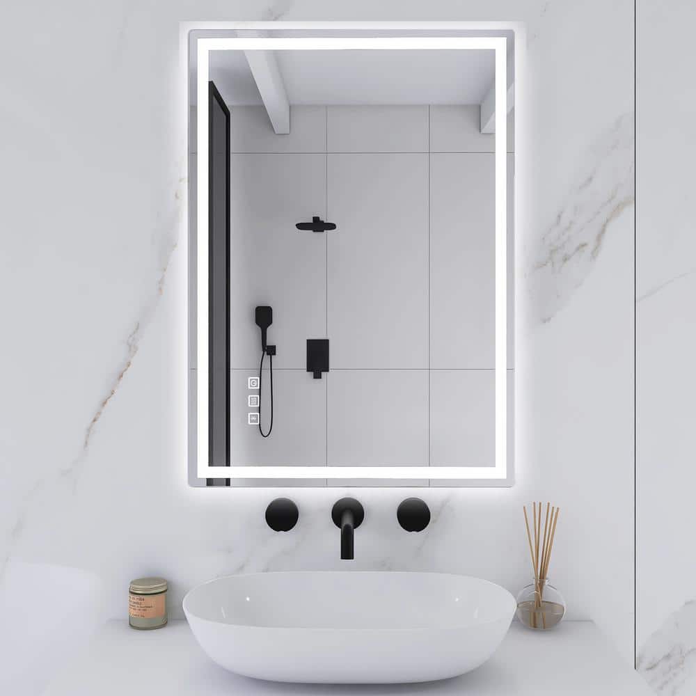 40 in. W x 28 in. H Large Rectangular Frameless Wall-Mount Anti-Fog LED Lig