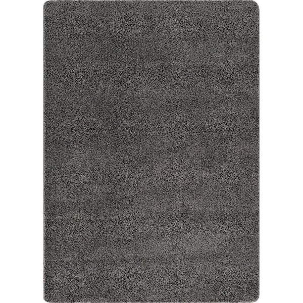 Silky Dark Gray 2 ft. x 5 ft. Solid Plus Thick Pile Non Slip Easy Clean Non Shedding Modern Runner Indoor Area Rug