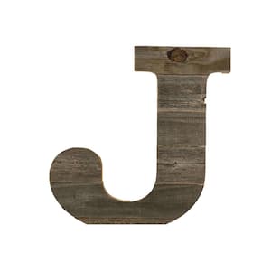 Rustic Large 16 in. Tall Natural Weathered Gray Monogram Wood Letter-J Decorative