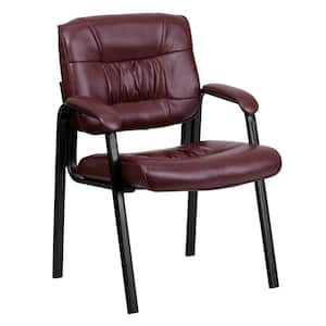 Faux Leather Cushioned Side Chair in Burgundy