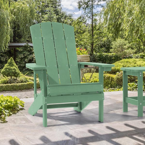 JOYESERY Dark Green Weather Resistant HIPS Plastic Adirondack Chair for Outdoors (1-Pack)
