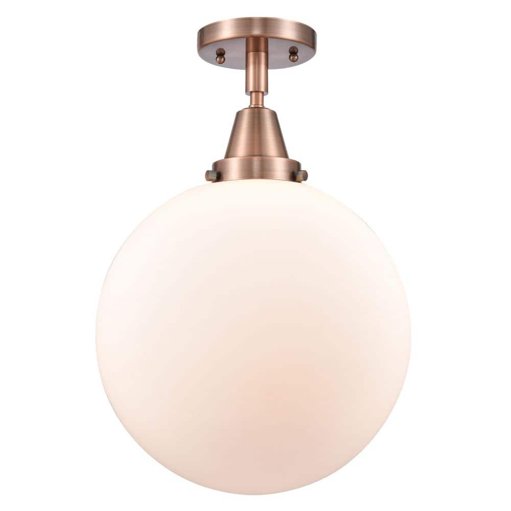 Beacon 12 in. 1-Light Antique Copper Industrial Flush Mount with Seeded Glass Shade price history on PriceWatchPro