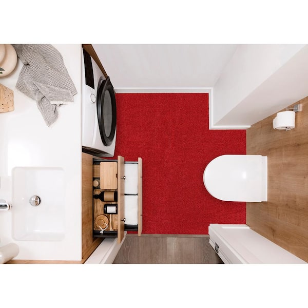 Garland Rug Gramercy 48 in. x 72 in. Classic Red Solid Color Plush Polypropylene Rectangle Bath Rug