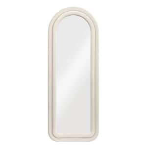 24 in. W x 63 in. H Arched Beige Full Length Mirror Flannel Wrapped Wooden Frame Decorative Hanging or Leaning Mirror