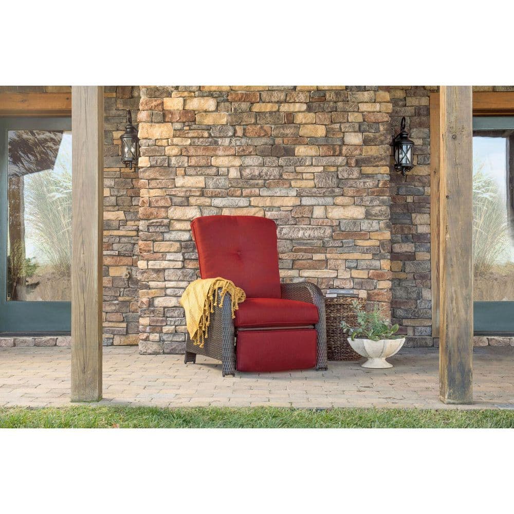 Strathmere Crimson Red Wicker and Steel Outdoor Recliner