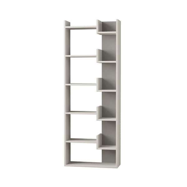 Tayse Rugs 64.17 in. White Wood 11-shelf Etagere Bookcase with Open Back