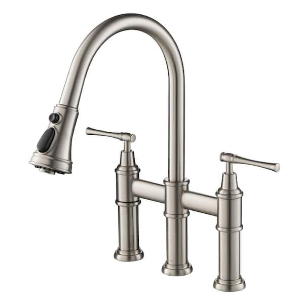 Bridge Pull Down Kitchen Faucets Things In The Kitchen   Spot Free Stainless Steel Kraus Bridge Kitchen Faucets Kpf 3121sfs 31 600 