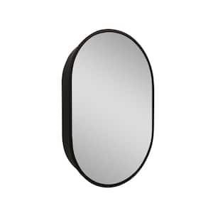 21 in. W x 31 in. H Oval Metal Medicine Cabinet with Mirror in Black
