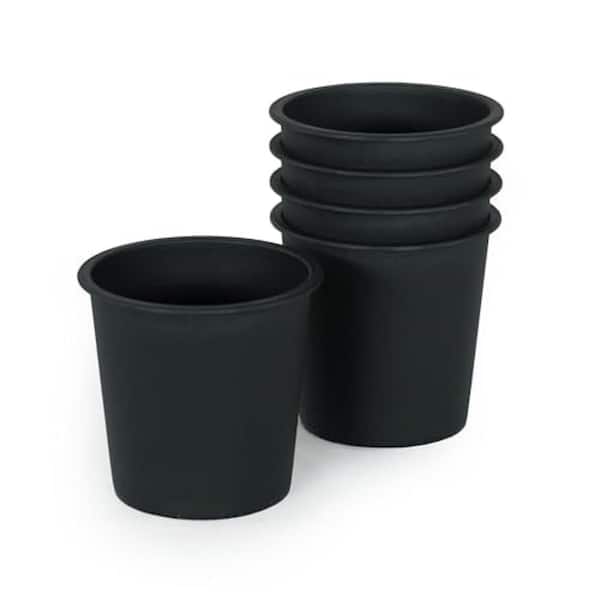 New 7.9 in. L x 7.9 in. W x 6.7 in. H 1.5 qts. Black Indoor/Outdoor Plastic Round Nursery Pots with Drainage (5-Pack)