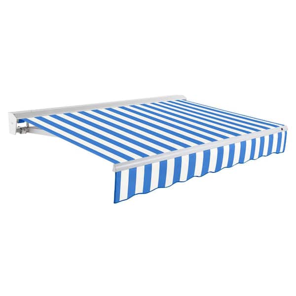 AWNTECH 14 ft. Destin Manual Retractable Awning with Hood (120 in. Projection) in Blue/White