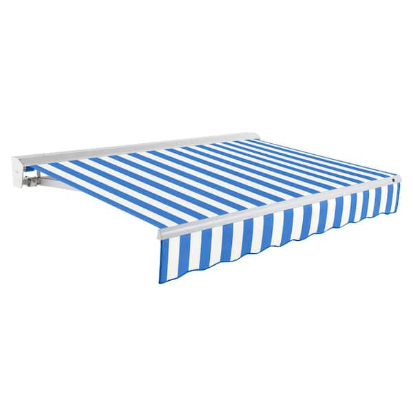 AWNTECH 16 ft. Destin Manual Retractable Awning with Hood (120 in. Projection) in Blue/White