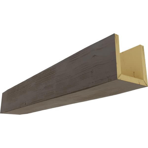 Ekena Millwork 8 in. x 6 in. x 16 ft. 3-Sided (U-Beam) Sandblasted Natural Honey Dew Faux Wood Ceiling Beam