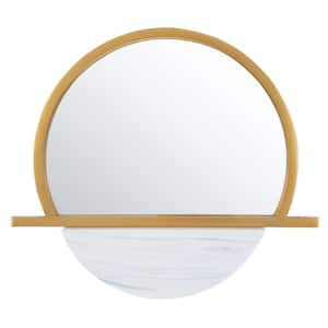 Sarada 23 in. W x 19.75 in. H Iron Round Modern Gold/White Wall Mirror