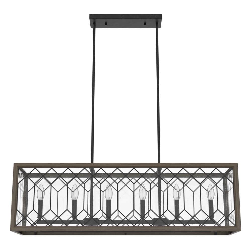 Hunter Chevron 6-Light Rustic Iron Billiard Chandelier with Clear ...