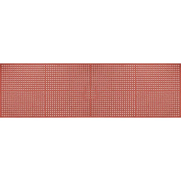 Unbranded Work Step 1/2 in. Red 3 ft. x 10 ft. Rubber Anti-Fatigue Indoor Commercial Floor Mat