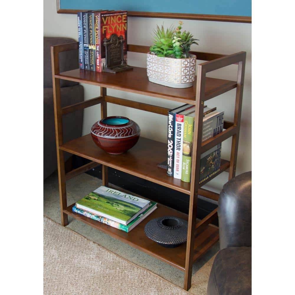 Caramel Bamboo 3-Tier Stackable Bookshelf with Rounded Edges