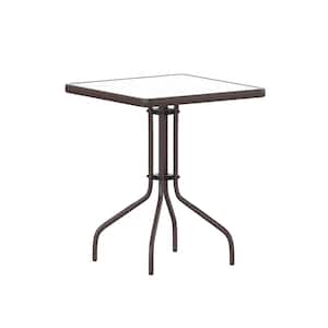 Brown Square Steel Outdoor Side Table