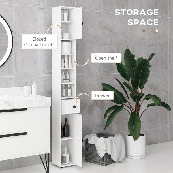 thumbnail image 2 of Kleankin Modern Freestanding Bathroom Floor Cabinet With Storage, 30cm Wide, White 2 of 4