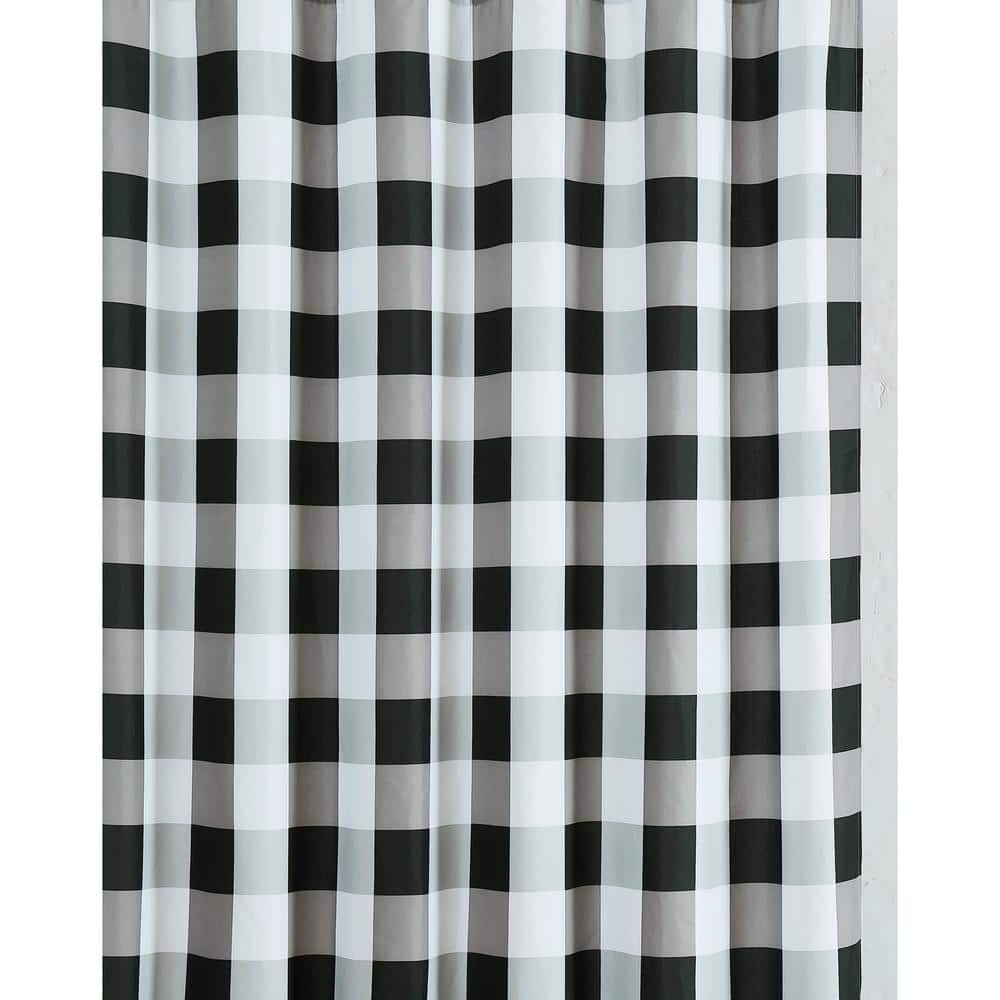 Black and White Buffalo Plaid Microfiber Shower Curtain