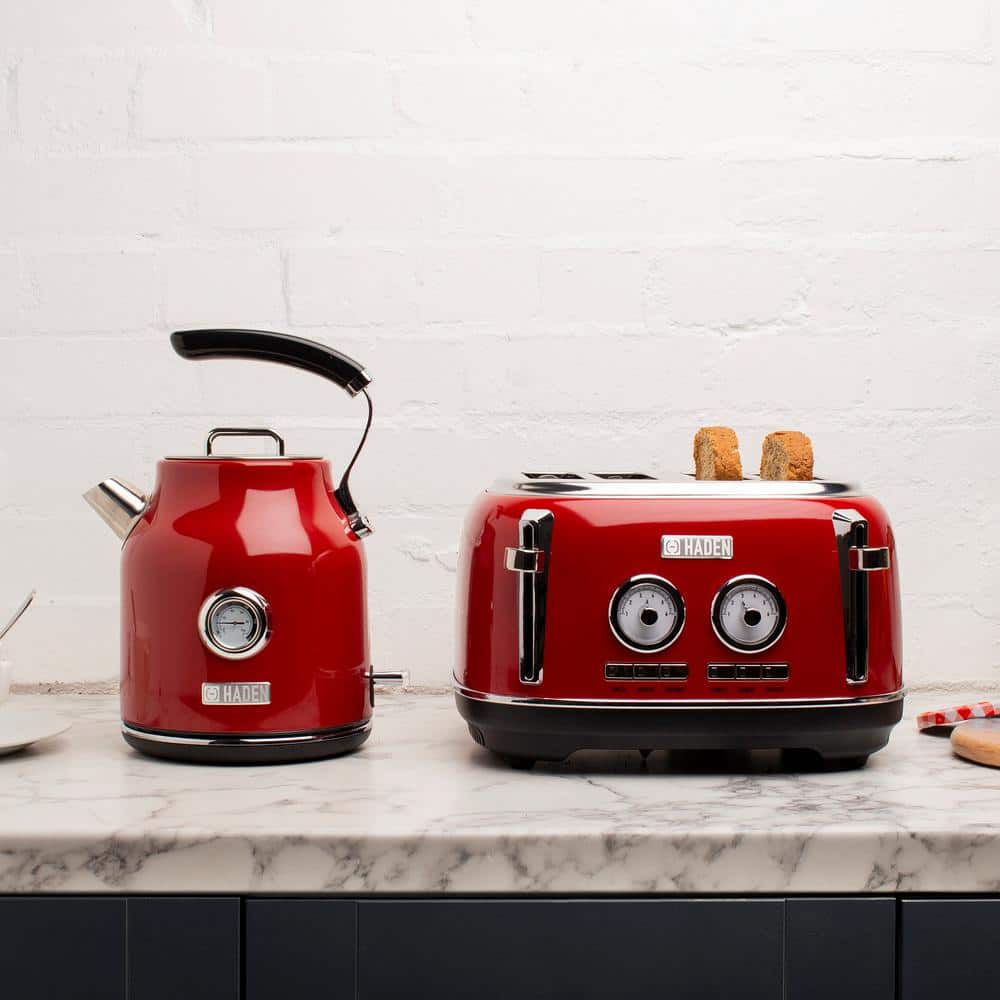 Rectory Red Stainless Steel 4-Slice Digital Toaster with Wide Slots