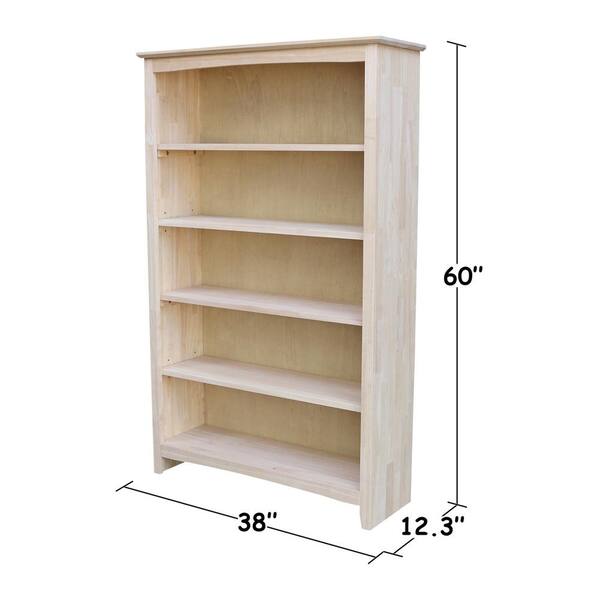 International Concepts 60 In H, 6 Shelf Unfinished Wood Bookcase
