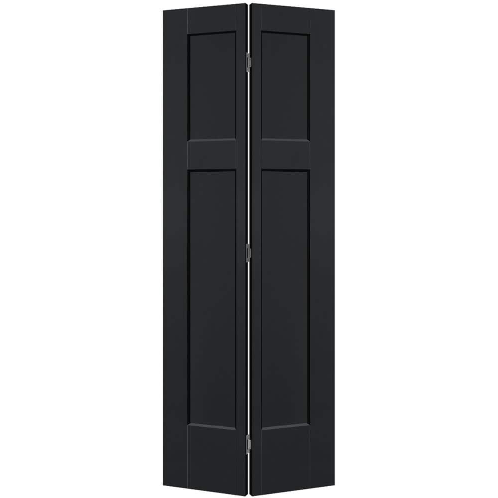 Masonite 30 in. x 80 in. 3-Panel Winslow Hollow Core Jet Black Molded ...