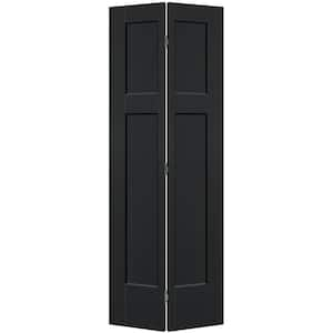 30 in. x 80 in. 3-Panel Winslow Hollow Core Jet Black Molded Composite Bi-Fold Door