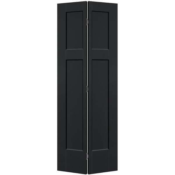Masonite 30 in. x 80 in. 3-Panel Winslow Hollow Core Jet Black Molded Composite Bi-Fold Door