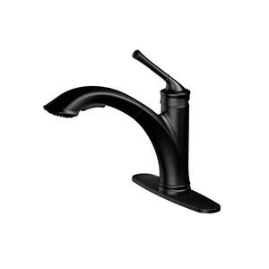 Hemming Traditional Farm Single Handle Pull Out Sprayer Kitchen Faucet in Matte Black
