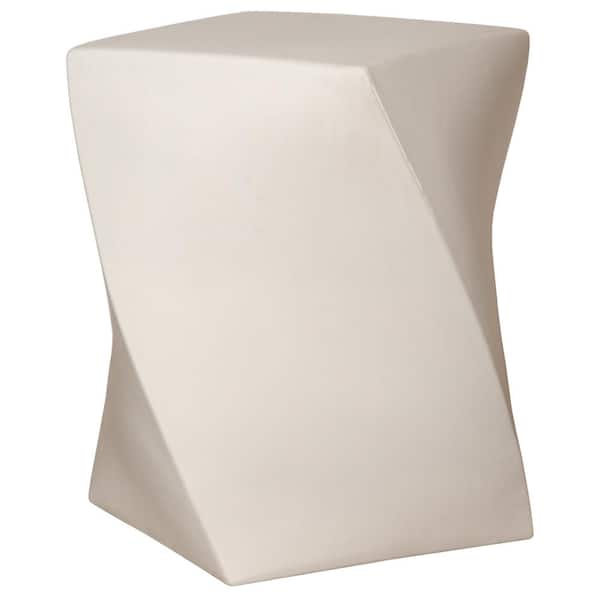 Emissary Twist 18 in. H White Square Ceramic Garden Stool