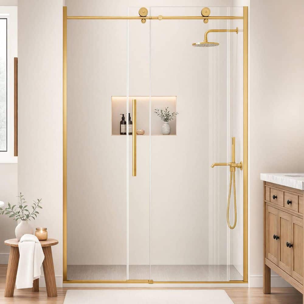 Yingze 48 in. W x 75 in. H Sliding Frameless Shower Door in