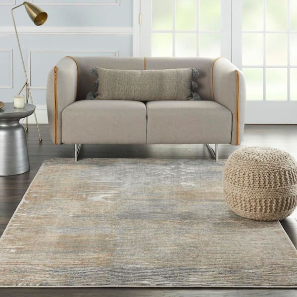 Solace Grey/Beige 5 ft. x 7 ft. Abstract Contemporary Area Rug