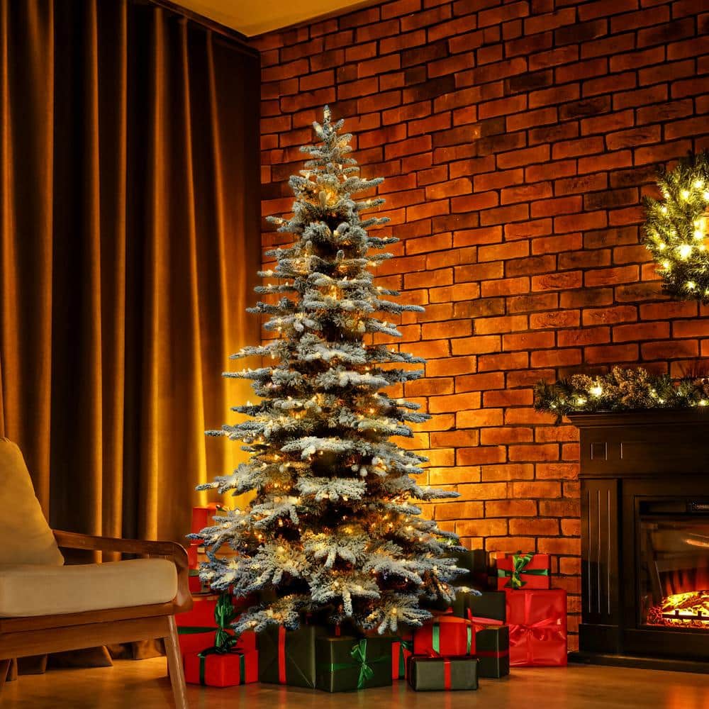 7.5' White Pine Artificial Christmas Tree with LED Lights